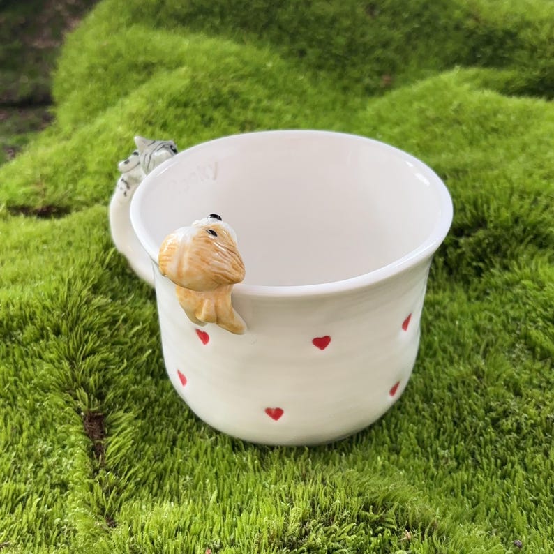 Lucy-hidden animal coffee cup,Gift For Dog Owner