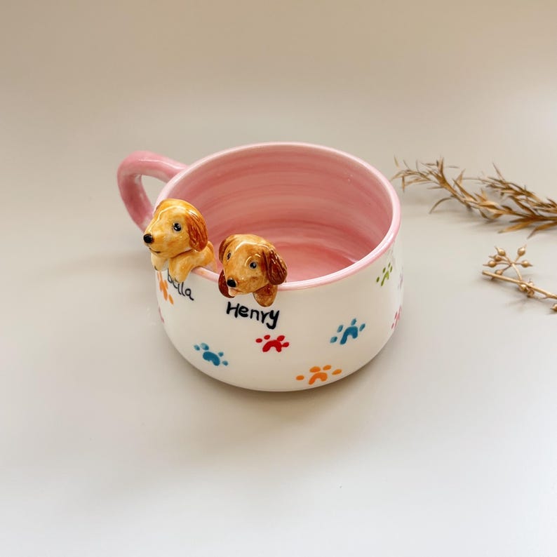 Bella Henry-450ml-hidden animal coffee cup,Gift For Dog Owner