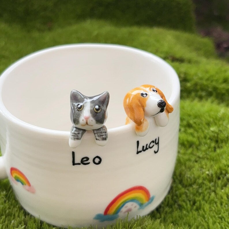LEO-hidden animal coffee cup,Gift For Dog Owner
