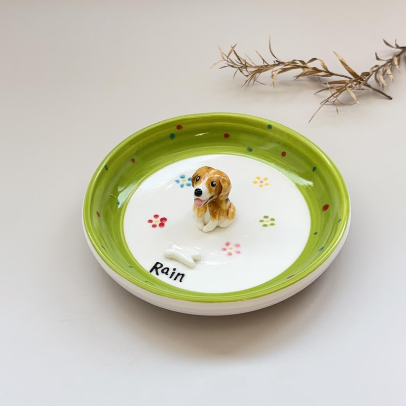 Rain-Dog Ceramic plate, Dog Mom Trinket Dish/ Pet Lovers Gift/Gift For Dog Owner