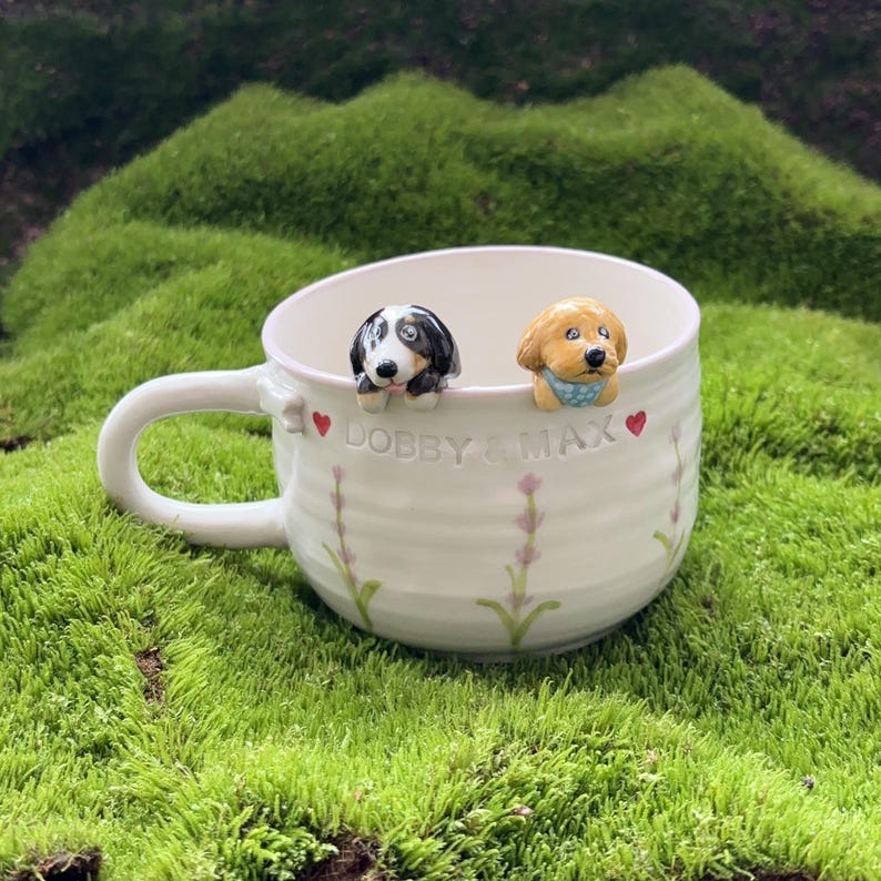 Dobby&Max-Handmade Coffee Mug Gift for Pet Owner Cute Dog Ceramic