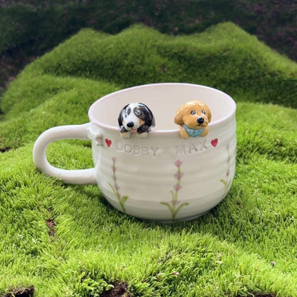 Dobby&Max-Handmade Coffee Mug Gift for Pet Owner Cute Dog Ceramic