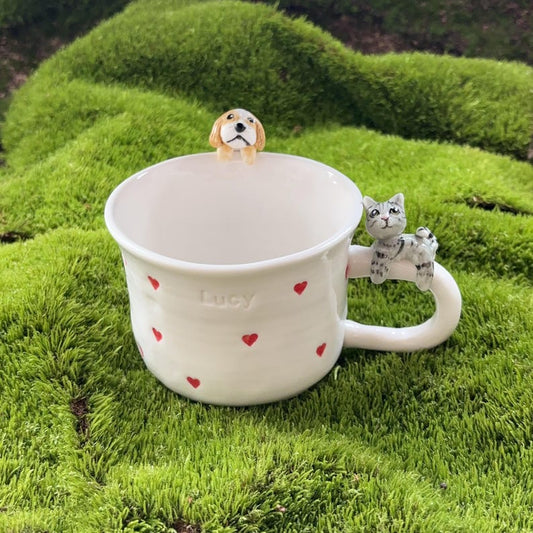 Lucy-hidden animal coffee cup,Gift For Dog Owner