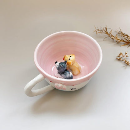 Polka point-hidden animal coffee cup,Gift For Dog Owner
