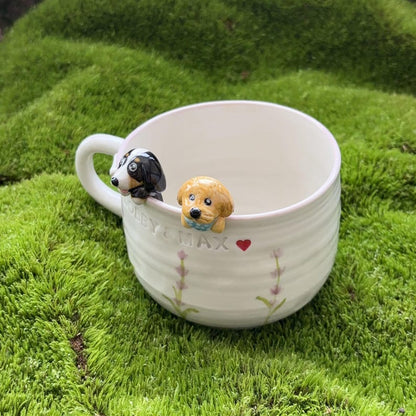 Dobby&Max-Handmade Coffee Mug Gift for Pet Owner Cute Dog Ceramic