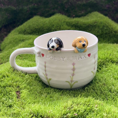 Dobby&Max-Handmade Coffee Mug Gift for Pet Owner Cute Dog Ceramic
