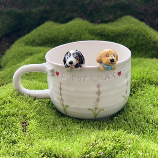 Dobby&Max-Handmade Coffee Mug Gift for Pet Owner Cute Dog Ceramic