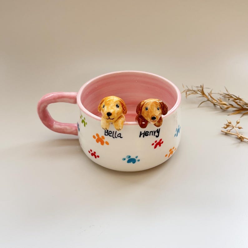 Bella Henry-450ml-hidden animal coffee cup,Gift For Dog Owner
