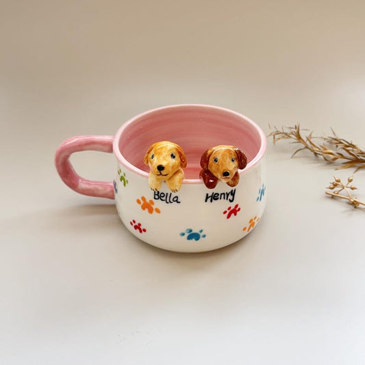 Bella Henry-450ml-hidden animal coffee cup,Gift For Dog Owner