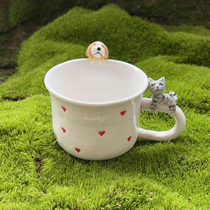 Lucy-hidden animal coffee cup,Gift For Dog Owner