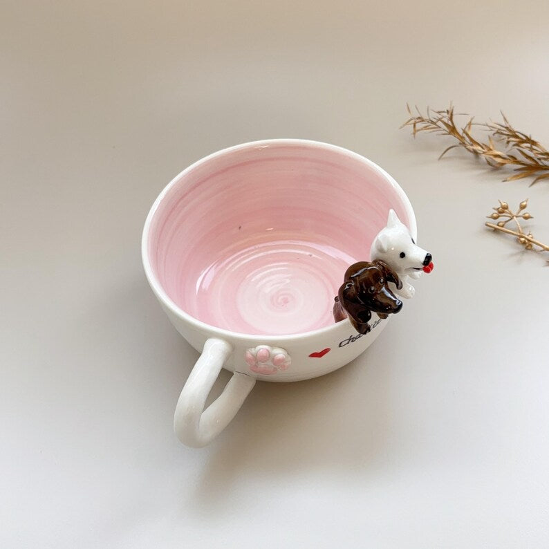 Daisy-hidden animal coffee cup,Gift For Dog Owner