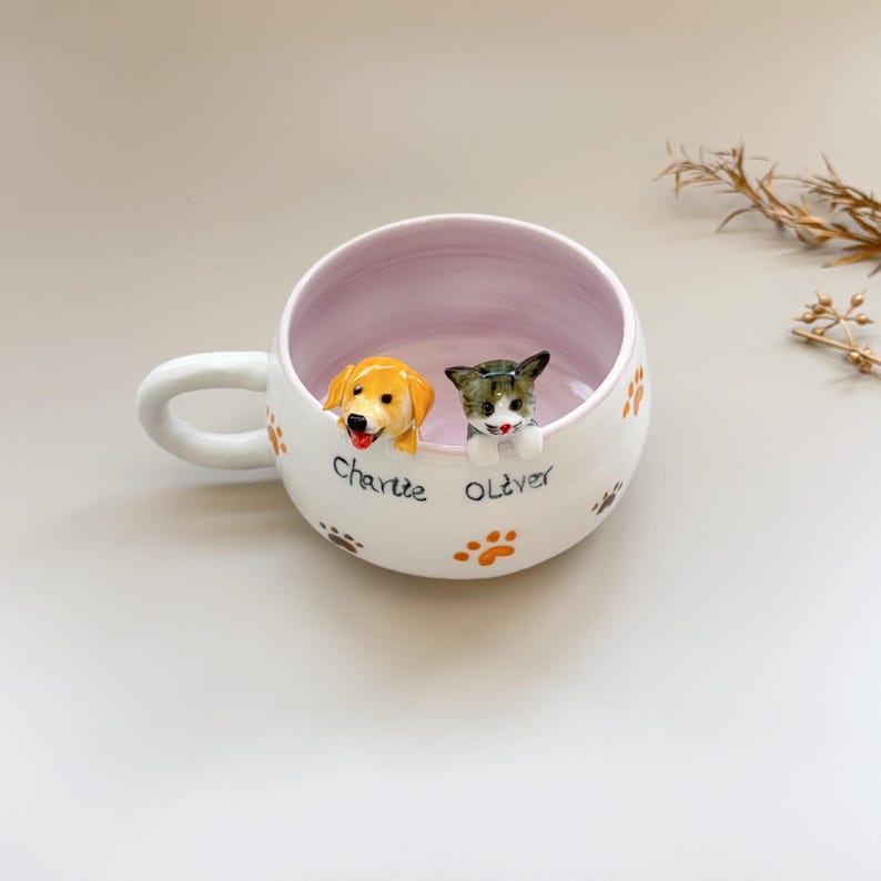 400ml-hidden animal coffee cup,Gift For Dog Owner