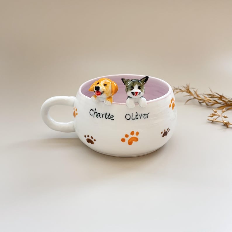 400ml-hidden animal coffee cup,Gift For Dog Owner