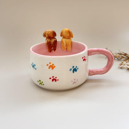 Bella Henry-450ml-hidden animal coffee cup,Gift For Dog Owner