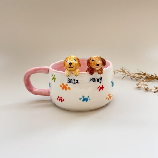 Bella Henry-450ml-hidden animal coffee cup,Gift For Dog Owner