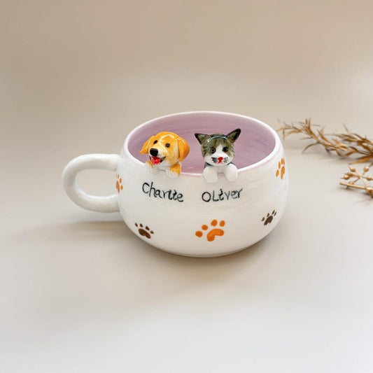 400ml-hidden animal coffee cup,Gift For Dog Owner