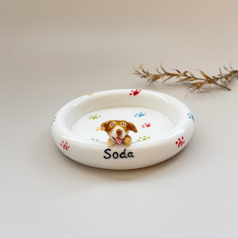 Soda-Cat Ceramic plate/Dog Mom Trinket Dish/Pet Lovers Gift for her