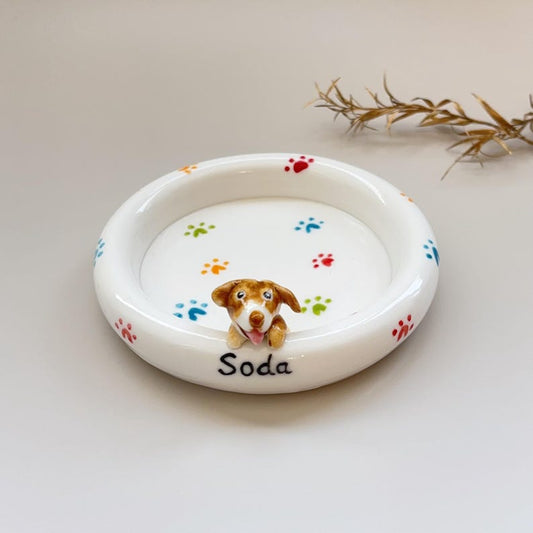 Soda-Cat Ceramic plate/Dog Mom Trinket Dish/Pet Lovers Gift for her